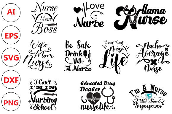 Nurse Svg T-shirt Design Bundle